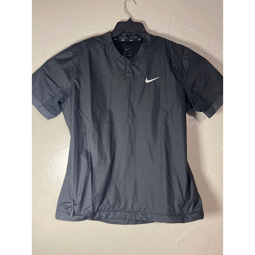 Nike Dri-FIT Short Sleeve Softball Wind Jacket Women Size M Black Excellent Logo